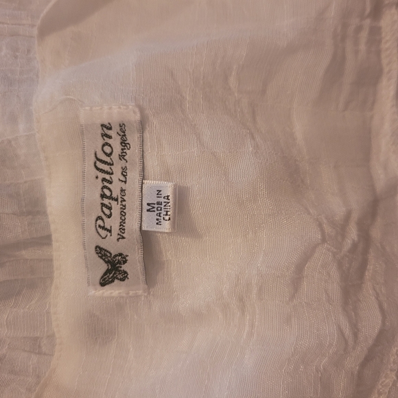 Papillon White Wrinkled Fabric Detailed Sleeveless Layered Top M - Picture 6 of 6